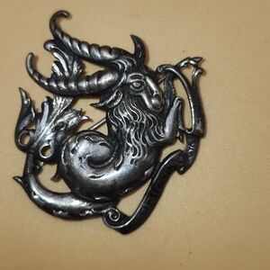 Guglielmo CINI 925 Silver Vintage Zodiac Capricorn Astrology Brooch Pin